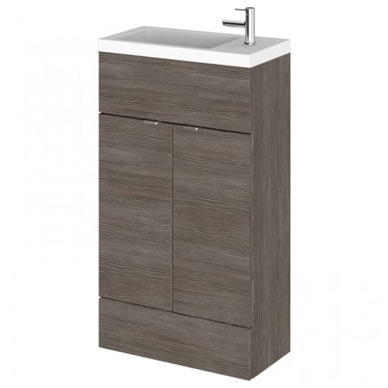 Product photograph of Fuji 50cm Vanity Unit With Slimline Basin In Brown Grey Avola from Furniture in Fashion