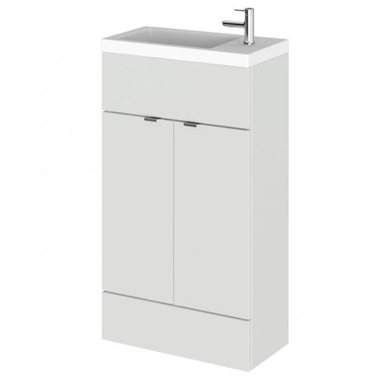 Product photograph of Fuji 50cm Vanity Unit With Slimline Basin In Gloss Grey Mist from Furniture in Fashion