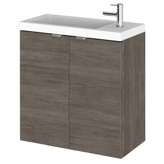 Read more about Fuji 50cm wall hung vanity unit with basin in brown grey avola