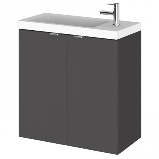 Read more about Fuji 50cm wall hung vanity unit with basin in gloss grey