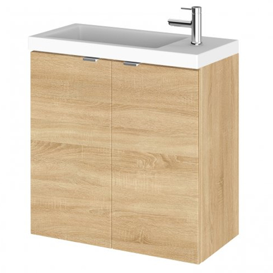 Read more about Fuji 50cm wall hung vanity unit with basin in natural oak