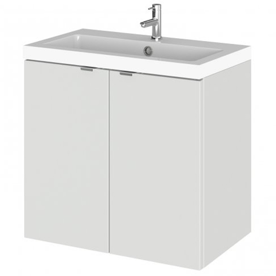 Product photograph of Fuji 60cm 2 Doors Wall Vanity With Basin 1 In Gloss Grey Mist from Furniture in Fashion