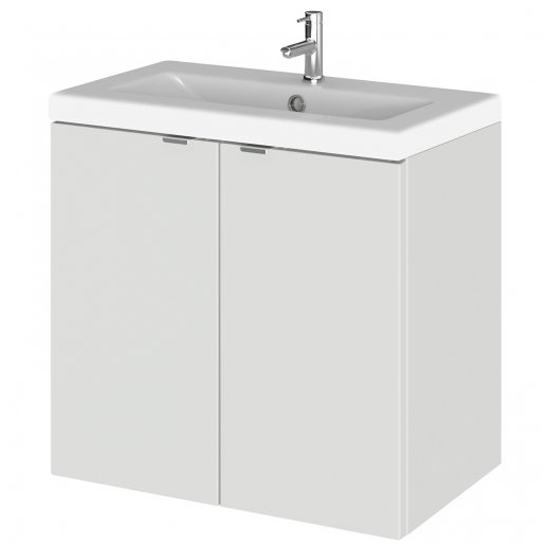 Product photograph of Fuji 60cm 2 Doors Wall Vanity With Basin 2 In Gloss Grey Mist from Furniture in Fashion