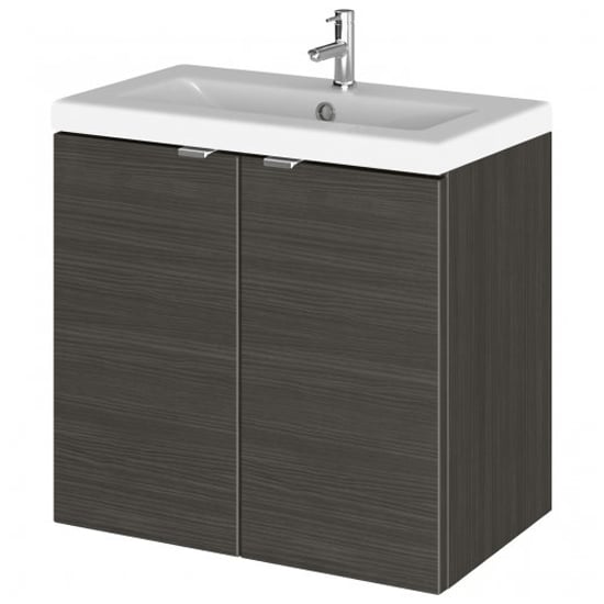 Product photograph of Fuji 60cm 2 Doors Wall Vanity With Basin 2 In Hacienda Black from Furniture in Fashion