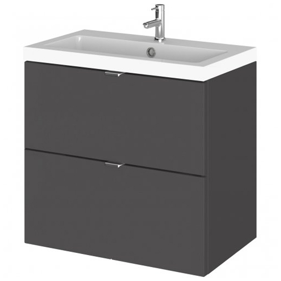 Photo of Fuji 60cm 2 drawers wall vanity with basin 1 in gloss grey
