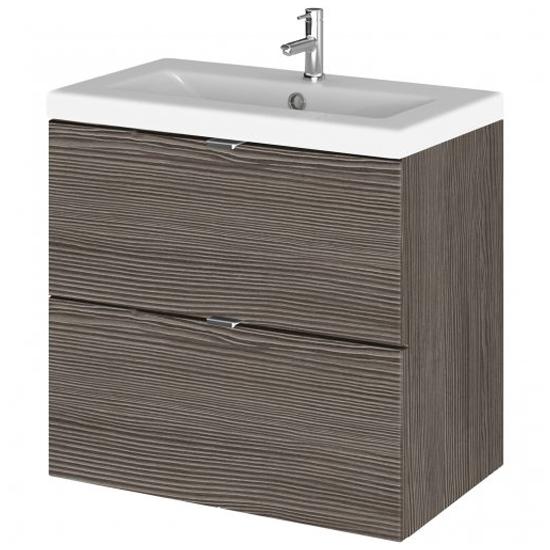 Photo of Fuji 60cm 2 drawers wall vanity with basin 2 in brown grey