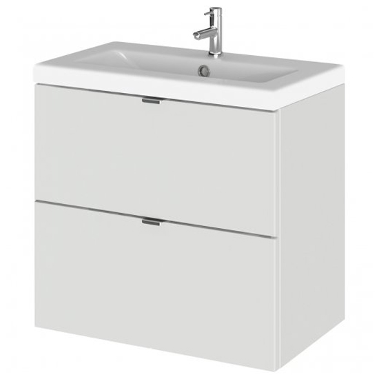 Product photograph of Fuji 60cm 2 Drawers Wall Vanity With Basin 2 In Gloss Grey Mist from Furniture in Fashion