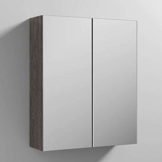 Product photograph of Fuji 60cm Mirrored Cabinet In Brown Grey Avola With 2 Doors from Furniture in Fashion