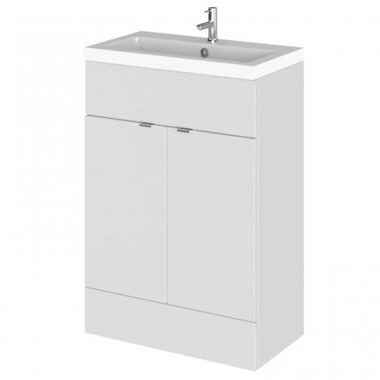 Product photograph of Fuji 60cm Vanity Unit With Polymarble Basin In Gloss Grey Mist from Furniture in Fashion