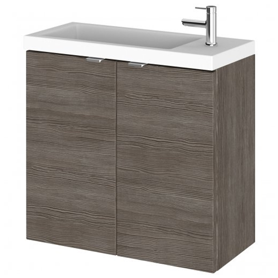 Read more about Fuji 60cm wall hung vanity unit with basin in brown grey avola