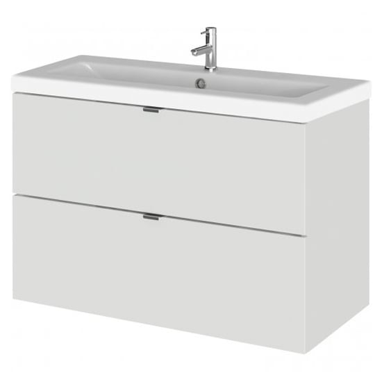 Product photograph of Fuji 80cm 2 Drawers Wall Vanity With Basin 2 In Gloss Grey Mist from Furniture in Fashion