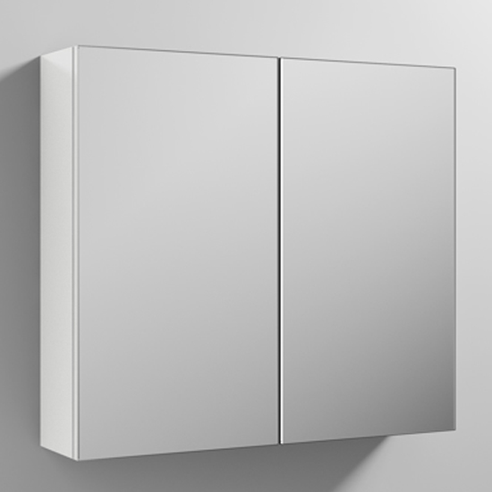 Product photograph of Fuji 80cm Mirrored Cabinet In Gloss White With 2 Doors from Furniture in Fashion