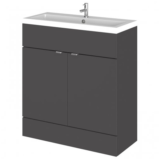 Read more about Fuji 80cm vanity unit with polymarble basin in gloss grey