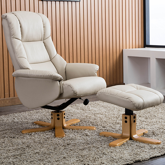 Fula Plush Swivel Recliner Chair And Footstool In Tan | Furniture in ...