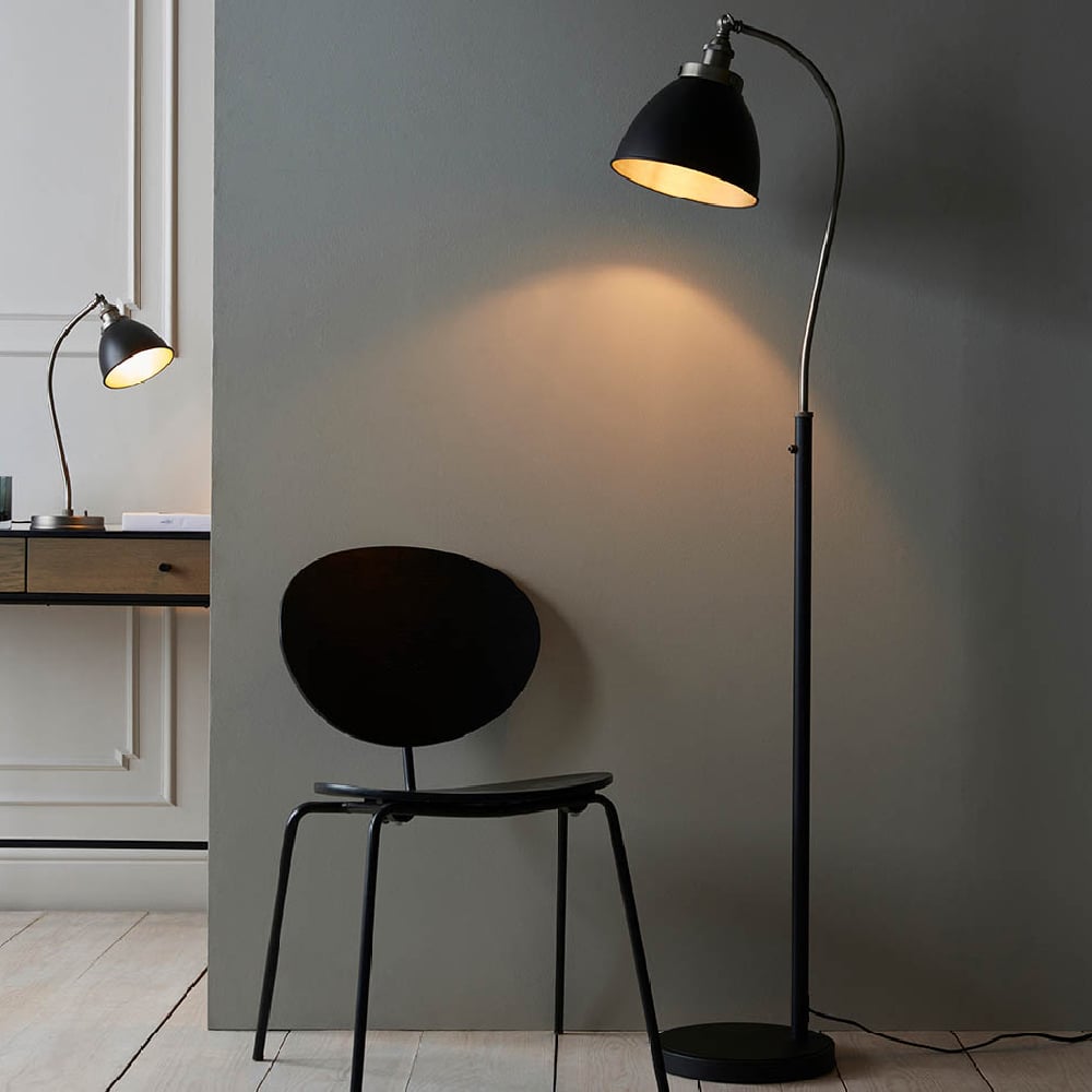 Read more about Funner metal shade tall floor lamp in matt black