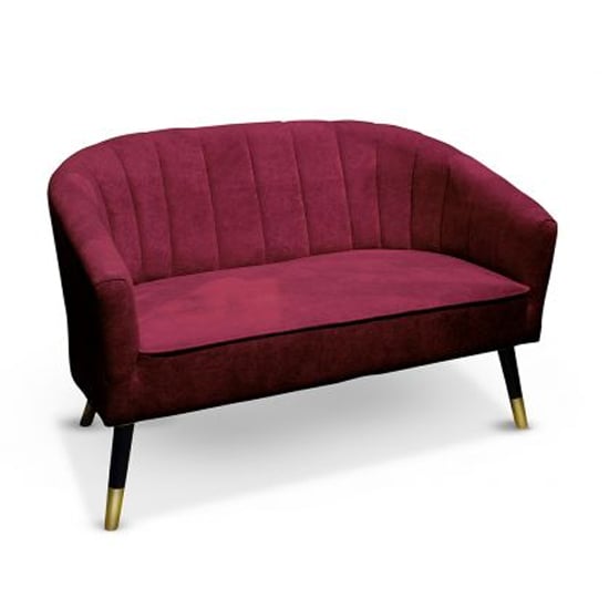 Read more about Fuoco velvet 2 seater sofa in bordeaux with wooden legs