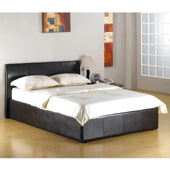 Fusion Faux Leather 4 Foot Storage Bed In Black FiF