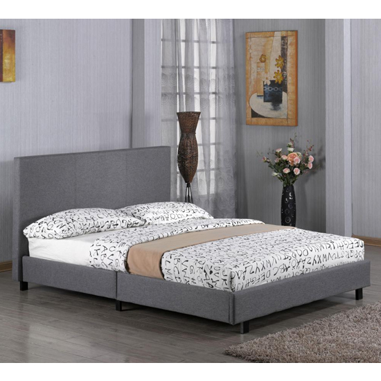 Read more about Feray linen fabric single bed in grey