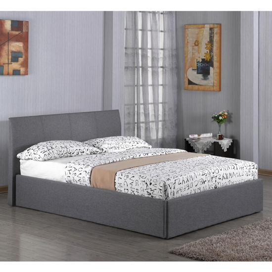 Product photograph of Feray Linen Fabric Storage Double Bed In Grey from Furniture in Fashion