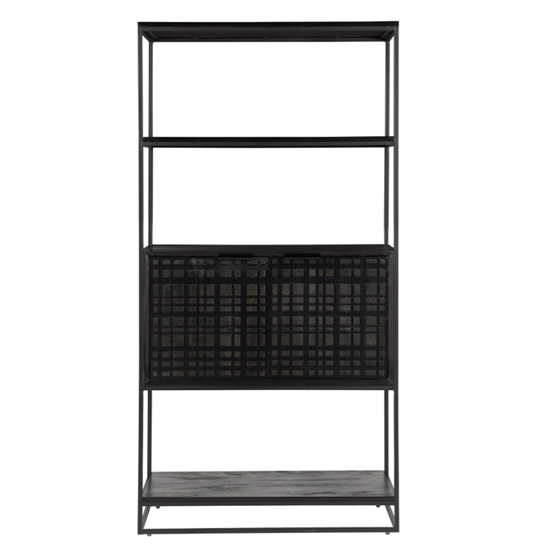 Fusion Mango Wood Bookcase With 2 Doors In Black | Furniture in Fashion