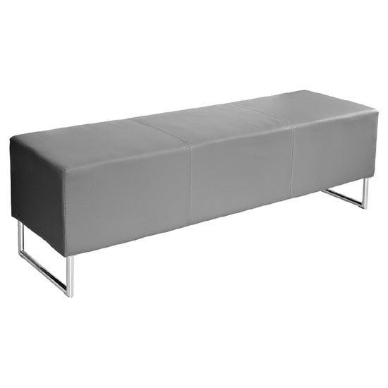 Photo of Blockette bench seat in grey faux leather with chrome legs