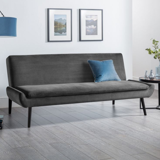 Read more about Gabby velvet sofabed in grey with black tapered legs