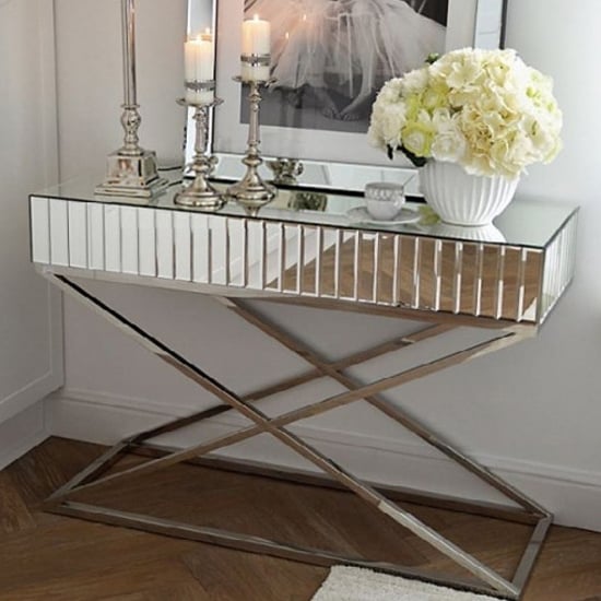 Read more about Gala mirrored wooden console table in silver