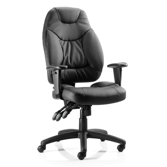 View Galaxy leather office chair in black with arms