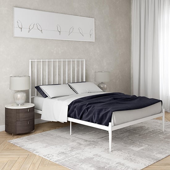 Product photograph of Galdesa Modern Metal King Size Bed In White from Furniture in Fashion