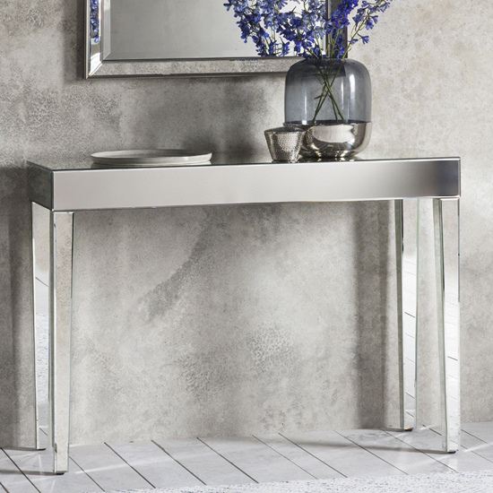 Product photograph of Galena Mirrored Wooden Console Table In Silver from Furniture in Fashion