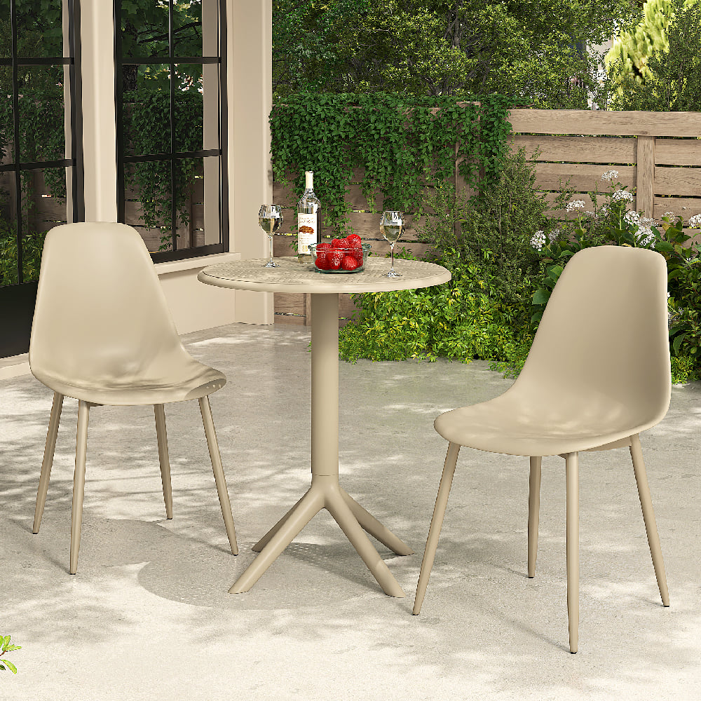 gallipolis plastic bistro dining table with 2 chairs in sand