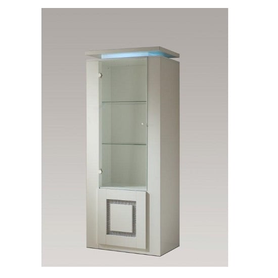 Read more about Garde display cabinet in white gloss with diamante and light