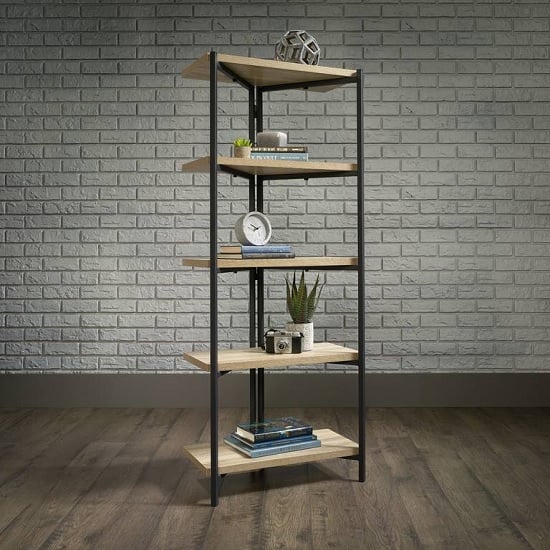 View Garrick bookcase or shelving unit in charter oak and metal frame
