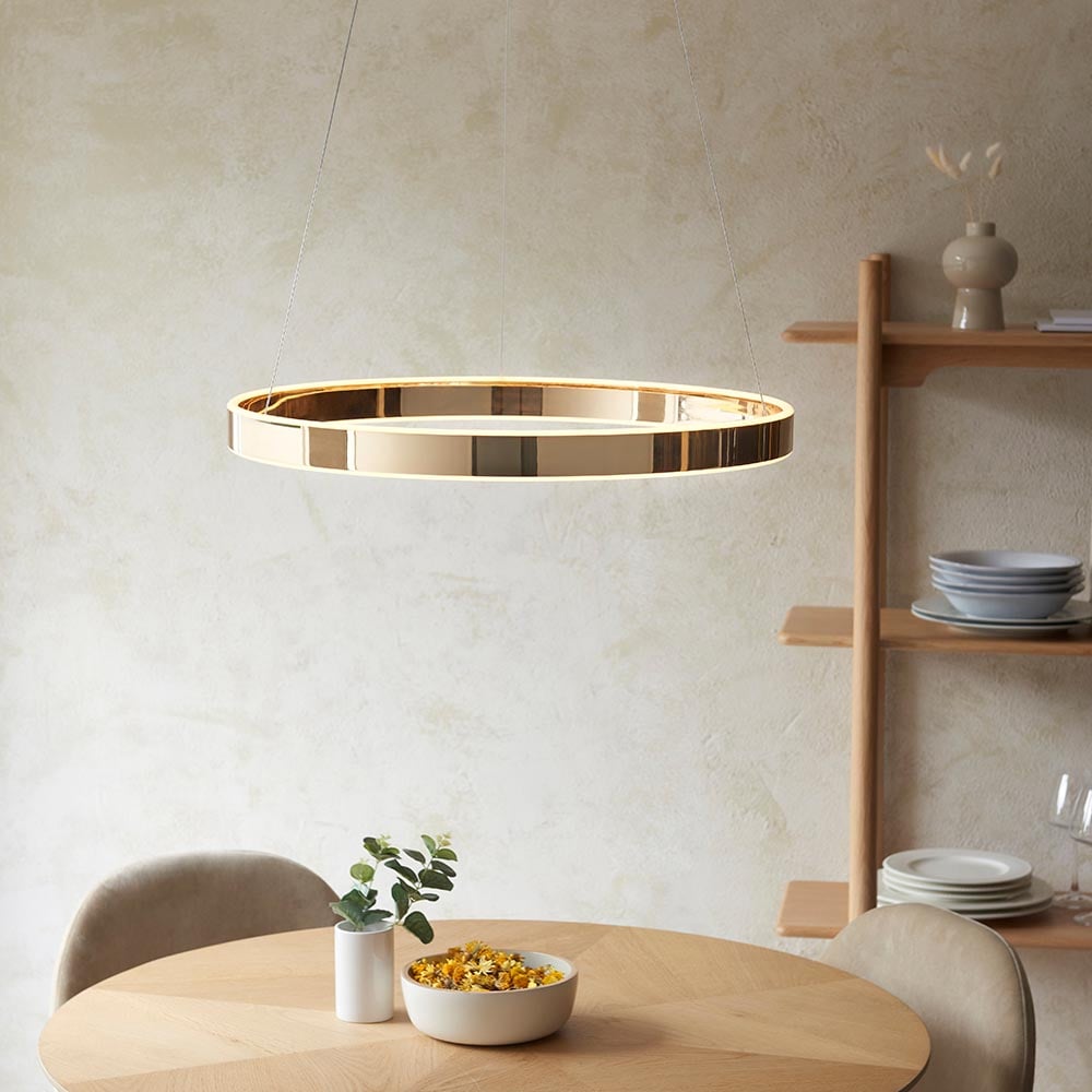 Product photograph of Garwood Led Frosted Glass Ceiling Pendant Light In Gold from Furniture in Fashion