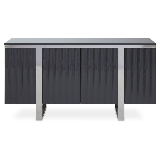 Product photograph of Genera High Gloss Sideboard With Silver Steel Frame In Grey from Furniture in Fashion
