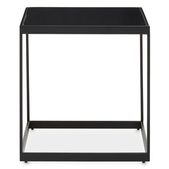 Photo of Genera wooden end table with metal frame in matte black