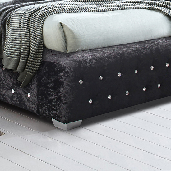 Geneva Crushed Velvet Super King Size Bed In Black | Furniture In Fashion