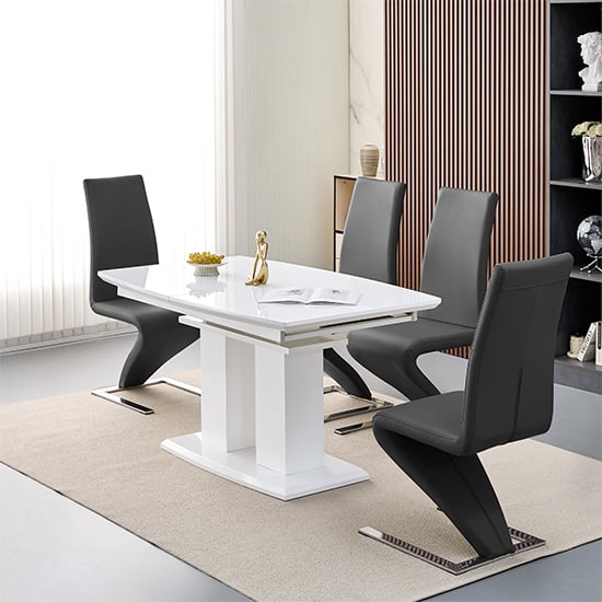 Product photograph of Genisimo Small Gloss Extending Dining Table 4 Demi Z Black Chairs from Furniture in Fashion