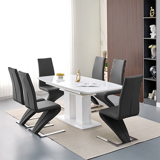 genisimo small gloss extending dining table 6 demi z black chairs