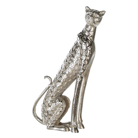 Photo of George aluminium leopard design sculpture in antique silver