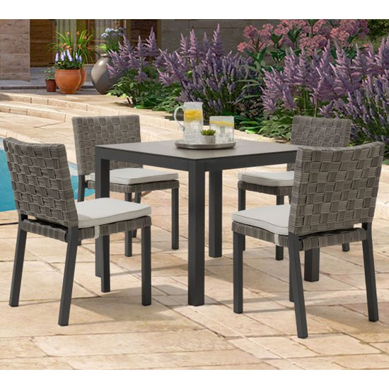 Gerbera Garden Dining Table In Dark Grey With 4 Carnation Chair | Sale