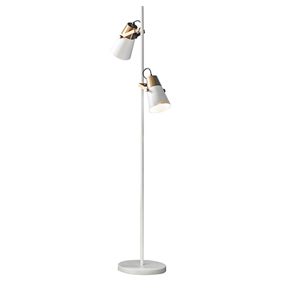 Product photograph of Gerik 2 Lights Floor Lamp In White And Aged Brass from Furniture in Fashion