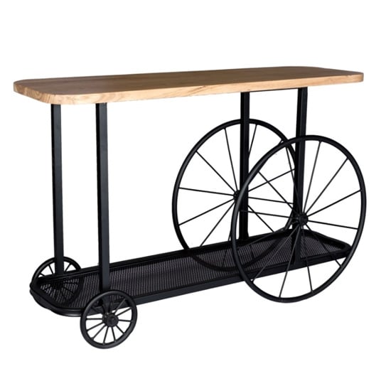 Read more about Gianfar craft wheel wooden console table in oak