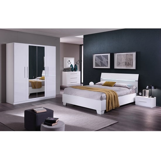 Gianna Modern Double Bed In White Gloss | Furniture in Fashion
