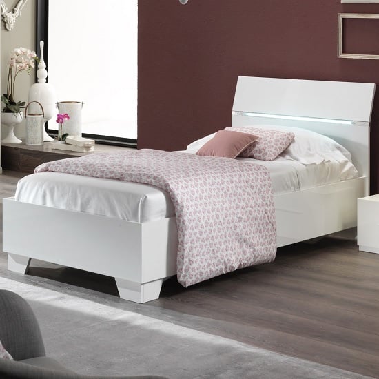 Gianna Modern Single Bed  In White Gloss Furniture in Fashion