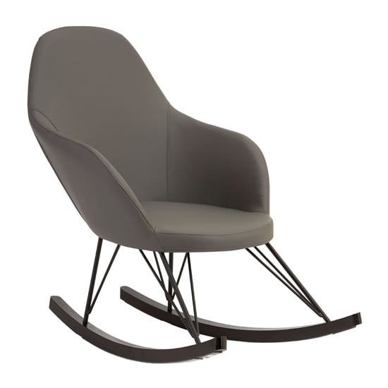 Giausar Faux Leather Rocking Chair In Dark Grey 