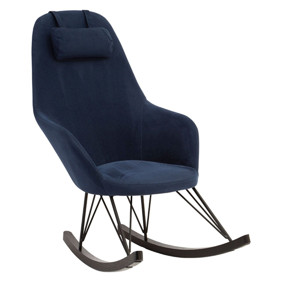 Product photograph of Giausar Upholstered Fabric Rocking Chair In Blue from Furniture in Fashion