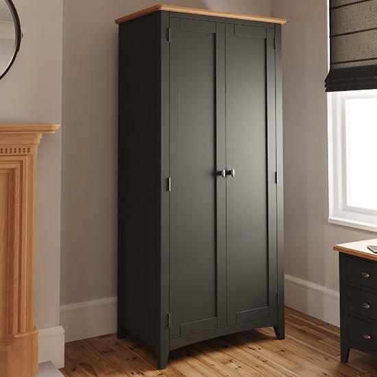 Product photograph of Gilford Wooden 2 Doors Wardrobe In Grey from Furniture in Fashion