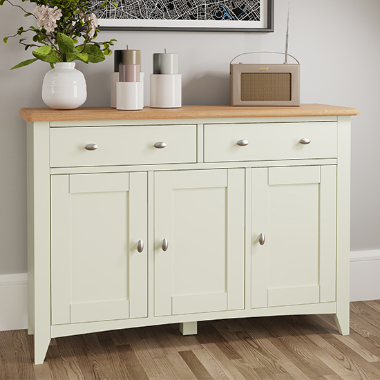 Read more about Gilford wooden 3 doors 2 drawers sideboard in white