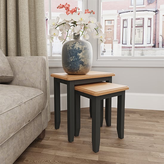Product photograph of Gilford Wooden Nest Of 2 Tables In Grey from Furniture in Fashion